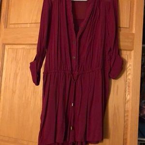 Maroon 3/4 length sleeve romper